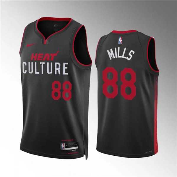 Mens Miami Heat #88 Patrick Mills Black 2023-24 City Edition Stitched Basketball Jersey Dzhi->->NBA Jersey